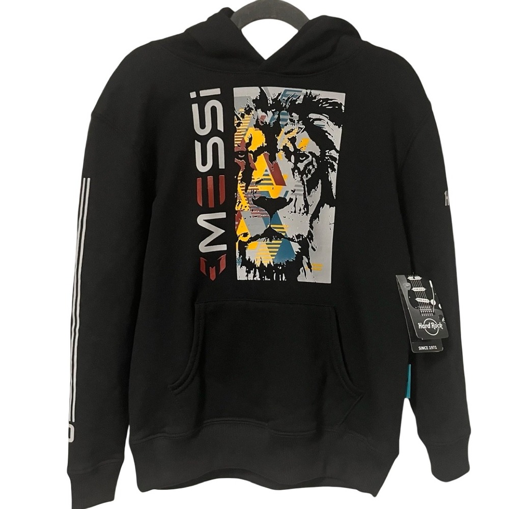 NWT Kids Hard Rock Hotel Los Cabos Messi Lion Hoodie Black Youth Size Small